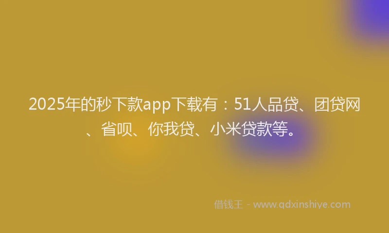 2025年的秒下款app下载有：51人品贷、团贷网、省呗、你我贷、小米贷款等。