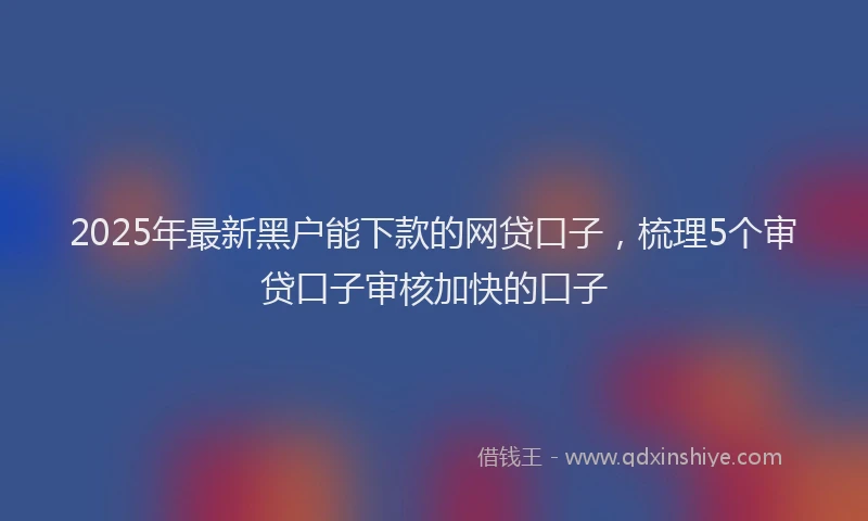 2025年最新黑户能下款的网贷口子，梳理5个审贷口子审核加快的口子