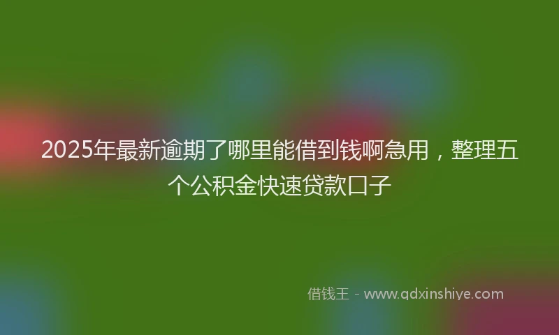 2025年最新逾期了哪里能借到钱啊急用，整理五个公积金快速贷款口子