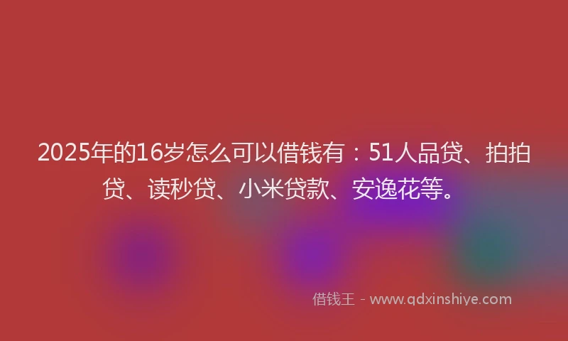 2025年的16岁怎么可以借钱有：51人品贷、拍拍贷、读秒贷、小米贷款、安逸花等。