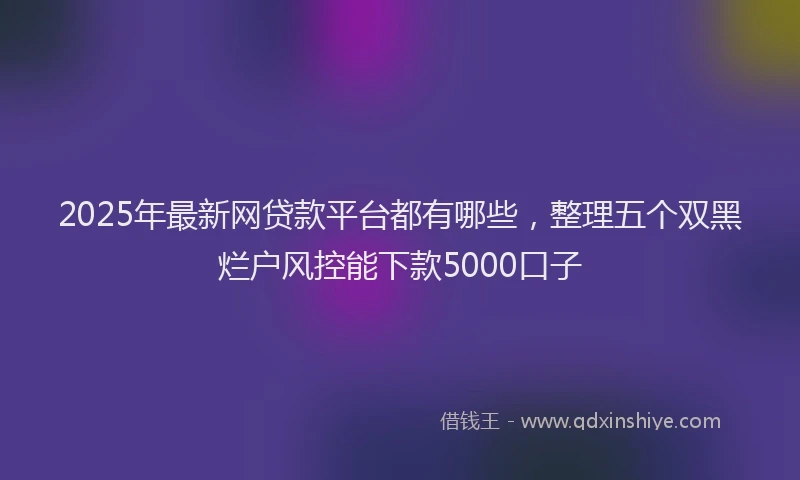 2025年最新网贷款平台都有哪些，整理五个双黑烂户风控能下款5000口子