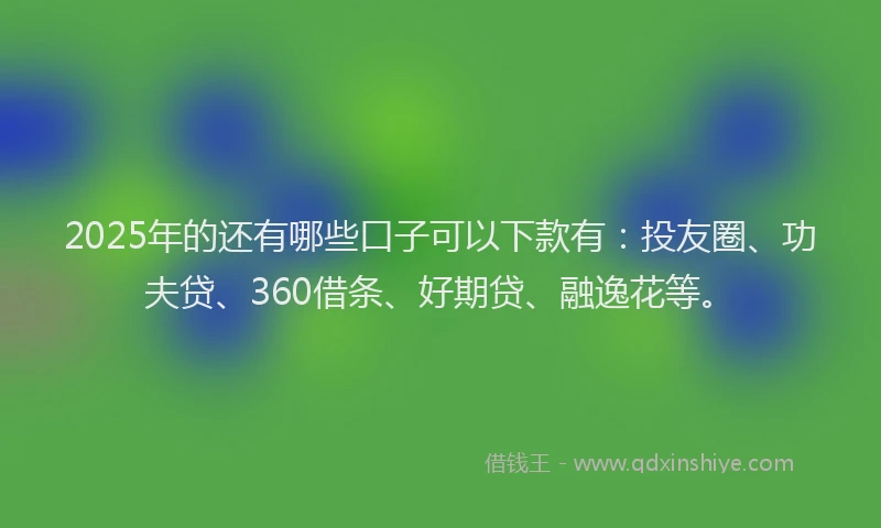 2025年的还有哪些口子可以下款有：投友圈、功夫贷、360借条、好期贷、融逸花等。