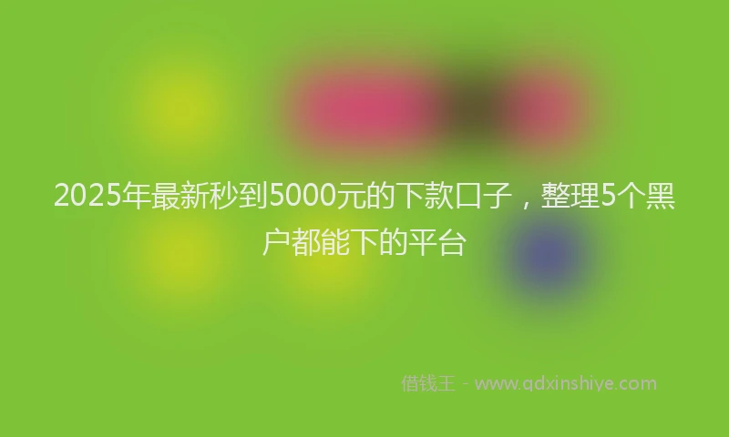 2025年最新秒到5000元的下款口子，整理5个黑户都能下的平台