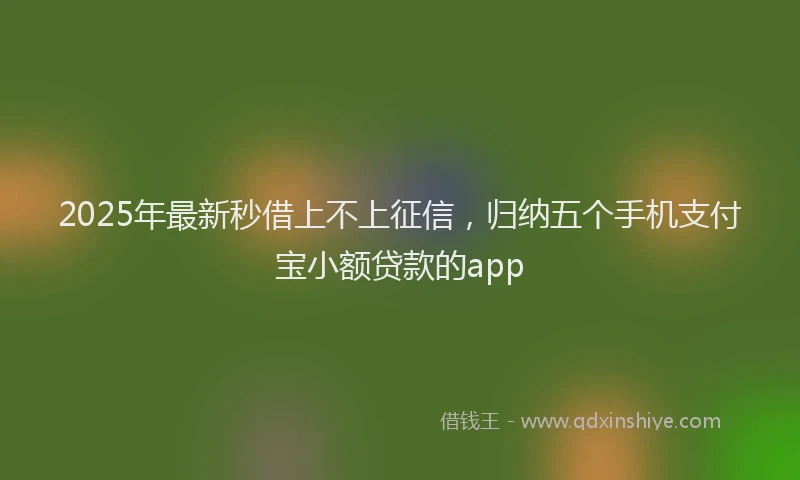 2025年最新秒借上不上征信，归纳五个手机支付宝小额贷款的app