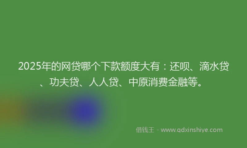 2025年的网贷哪个下款额度大有：还呗、滴水贷、功夫贷、人人贷、中原消费金融等。