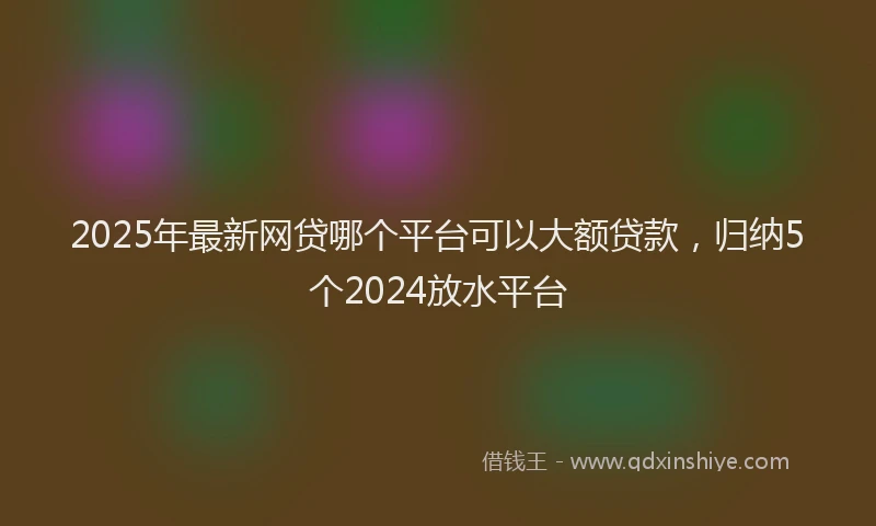 2025年最新网贷哪个平台可以大额贷款，归纳5个2024放水平台