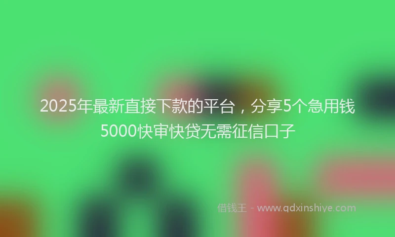 2025年最新直接下款的平台，分享5个急用钱5000快审快贷无需征信口子