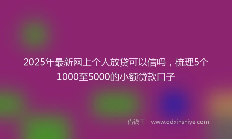 2025年最新网上个人放贷可以信吗，梳理5个1000至5000的小额贷款口子