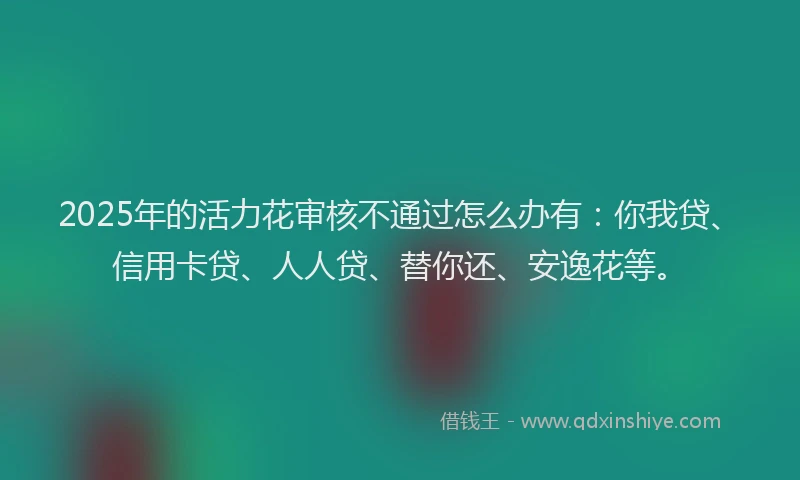 2025年的活力花审核不通过怎么办有：你我贷、信用卡贷、人人贷、替你还、安逸花等。