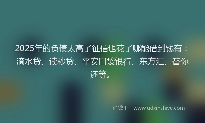 2025年的负债太高了征信也花了哪能借到钱有：滴水贷、读秒贷、平安口袋银行、东方汇、替你还等。