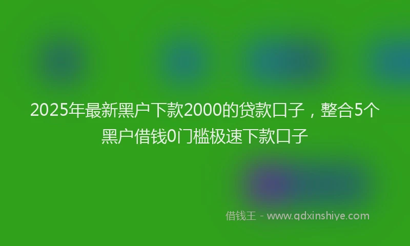 2025年最新黑户下款2000的贷款口子，整合5个黑户借钱0门槛极速下款口子