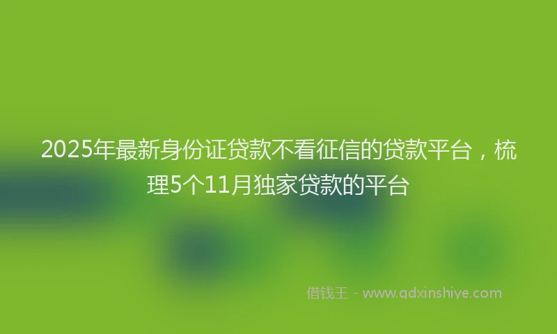 2025年最新身份证贷款不看征信的贷款平台，梳理5个11月独家贷款的平台