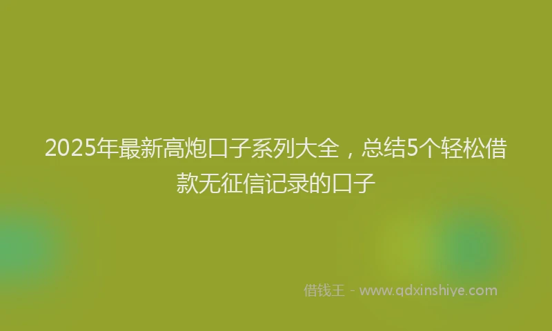2025年最新高炮口子系列大全，总结5个轻松借款无征信记录的口子