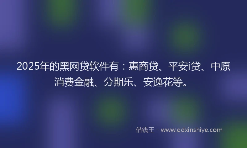 2025年的黑网贷软件有：惠商贷、平安i贷、中原消费金融、分期乐、安逸花等。