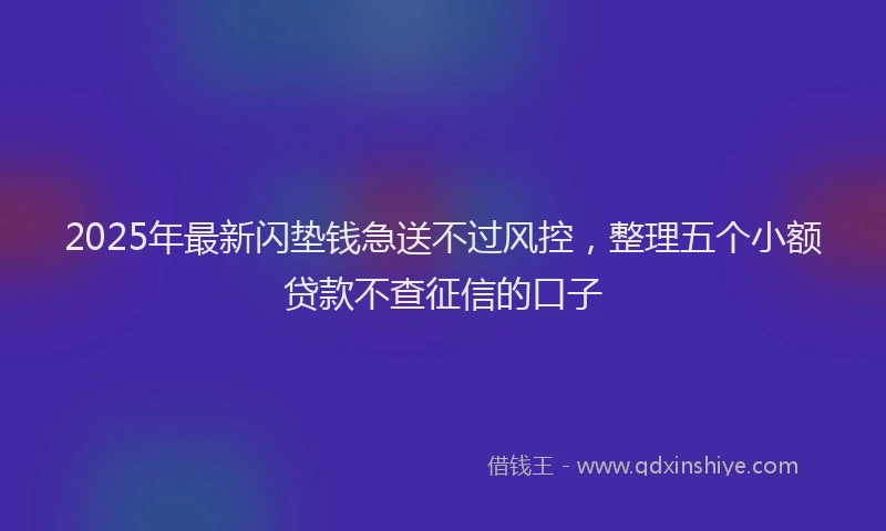 2025年最新闪垫钱急送不过风控，整理五个小额贷款不查征信的口子