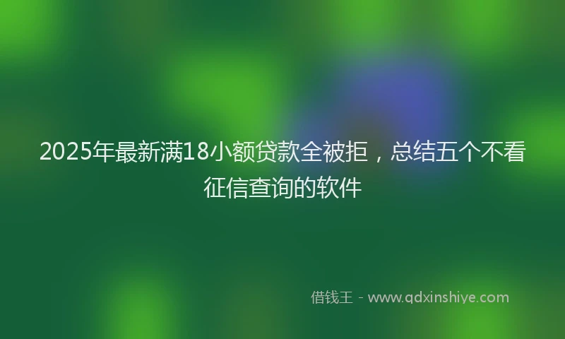 2025年最新满18小额贷款全被拒，总结五个不看征信查询的软件