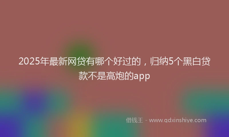 2025年最新网贷有哪个好过的，归纳5个黑白贷款不是高炮的app