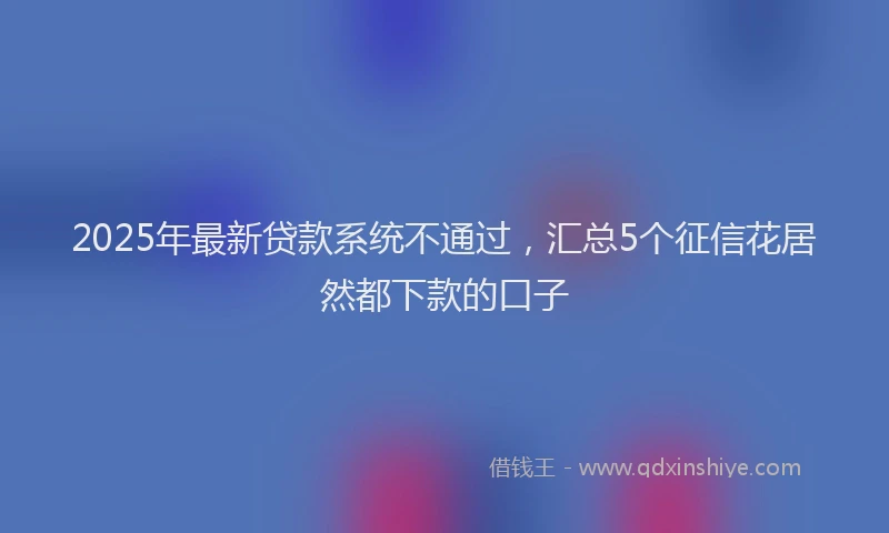 2025年最新贷款系统不通过，汇总5个征信花居然都下款的口子