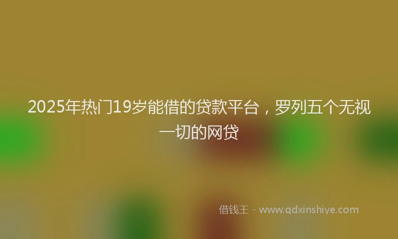 2025年热门19岁能借的贷款平台，罗列五个无视一切的网贷