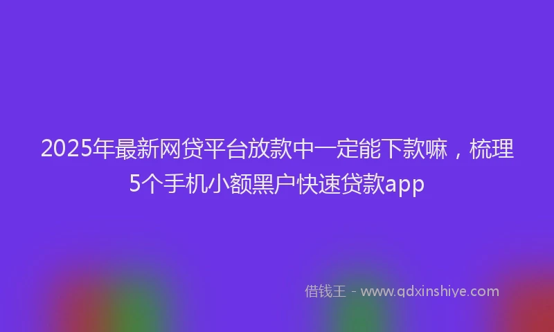 2025年最新网贷平台放款中一定能下款嘛，梳理5个手机小额黑户快速贷款app