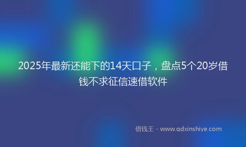 2025年最新还能下的14天口子，盘点5个20岁借钱不求征信速借软件