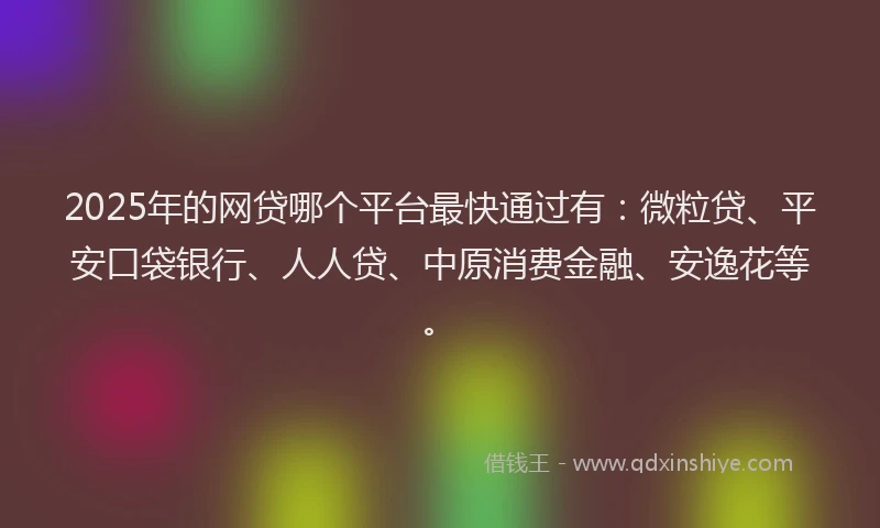 2025年的网贷哪个平台最快通过有：微粒贷、平安口袋银行、人人贷、中原消费金融、安逸花等。
