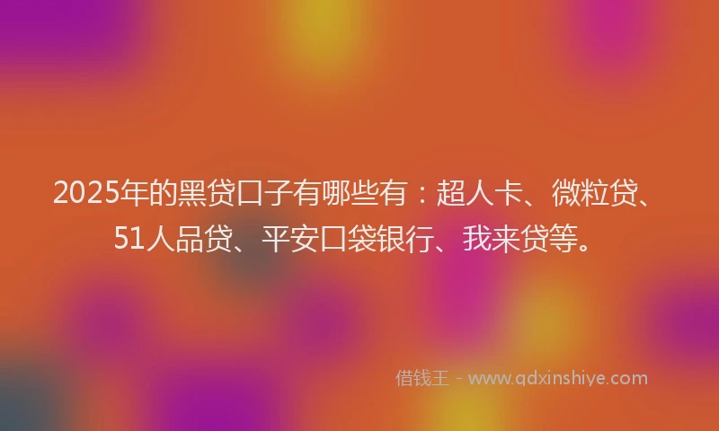 2025年的黑贷口子有哪些有：超人卡、微粒贷、51人品贷、平安口袋银行、我来贷等。