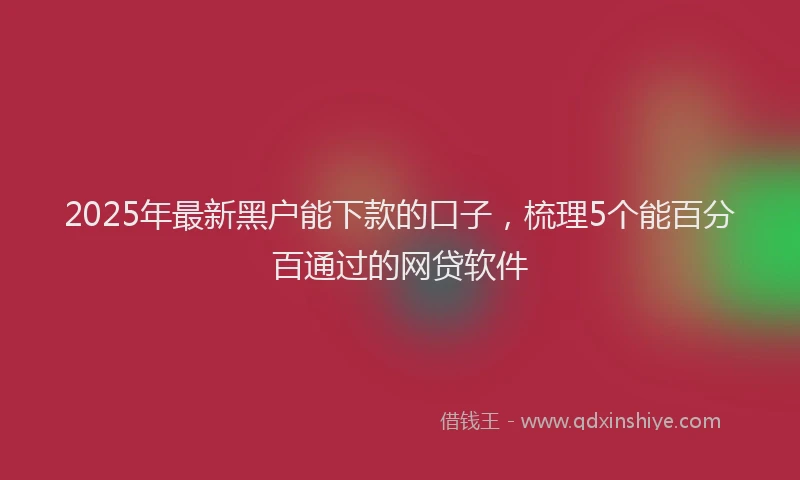 2025年最新黑户能下款的口子，梳理5个能百分百通过的网贷软件