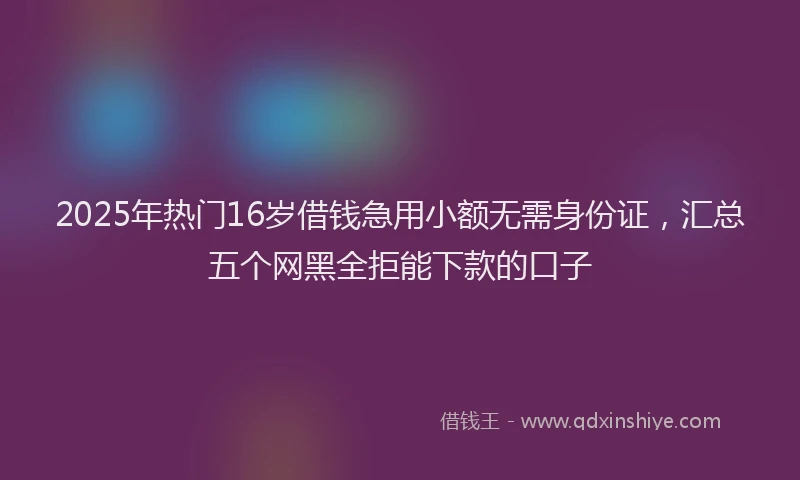 2025年热门16岁借钱急用小额无需身份证，汇总五个网黑全拒能下款的口子
