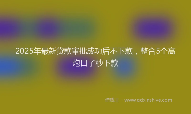 2025年最新贷款审批成功后不下款，整合5个高炮口子秒下款