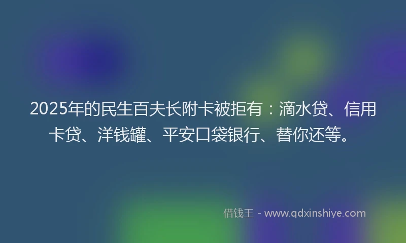 2025年的民生百夫长附卡被拒有：滴水贷、信用卡贷、洋钱罐、平安口袋银行、替你还等。