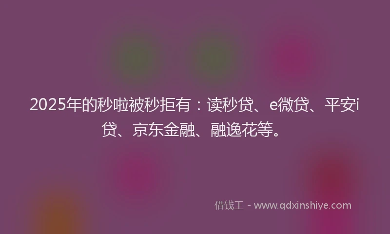2025年的秒啦被秒拒有：读秒贷、e微贷、平安i贷、京东金融、融逸花等。