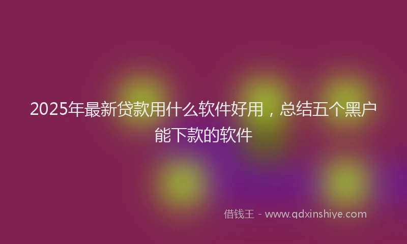 2025年最新贷款用什么软件好用，总结五个黑户能下款的软件