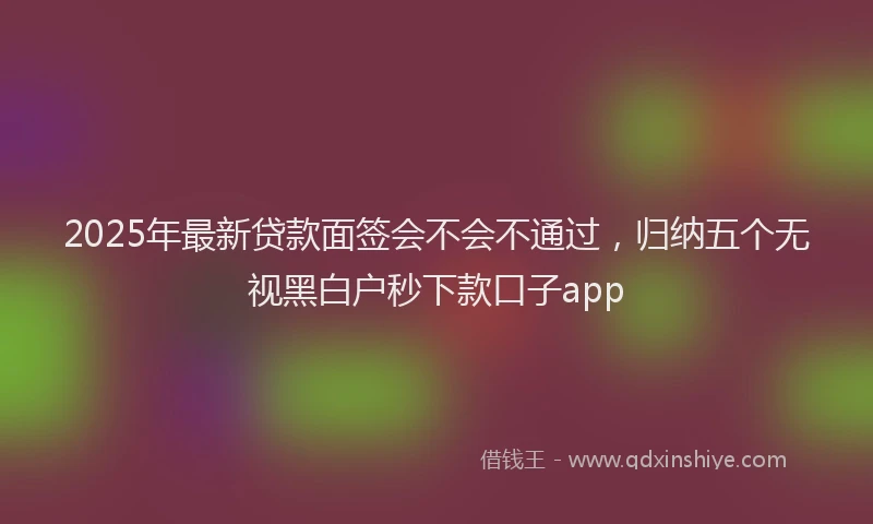 2025年最新贷款面签会不会不通过，归纳五个无视黑白户秒下款口子app