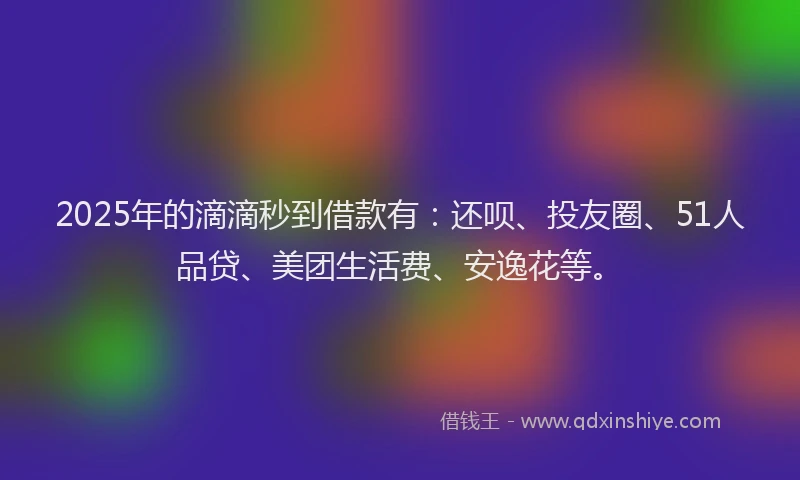 2025年的滴滴秒到借款有：还呗、投友圈、51人品贷、美团生活费、安逸花等。