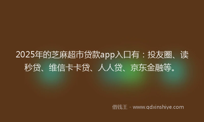 2025年的芝麻超市贷款app入口有：投友圈、读秒贷、维信卡卡贷、人人贷、京东金融等。