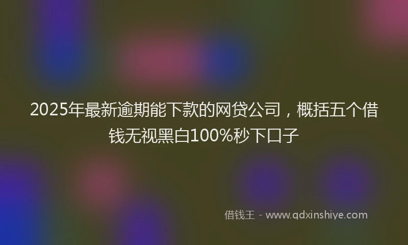 2025年最新逾期能下款的网贷公司，概括五个借钱无视黑白100%秒下口子