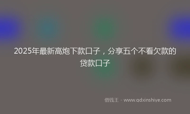 2025年最新高炮下款口子，分享五个不看欠款的贷款口子
