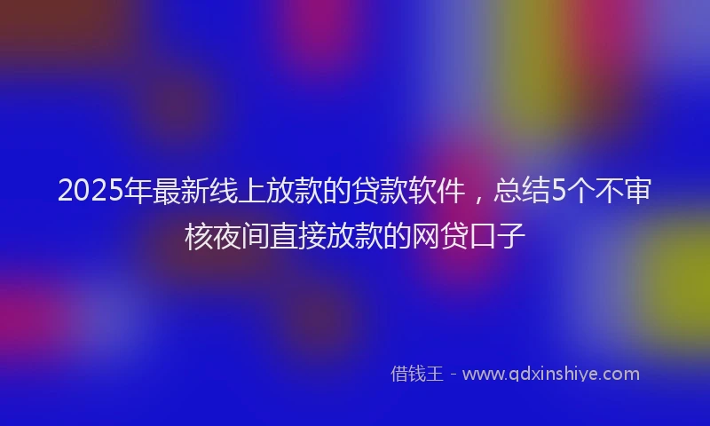 2025年最新线上放款的贷款软件，总结5个不审核夜间直接放款的网贷口子