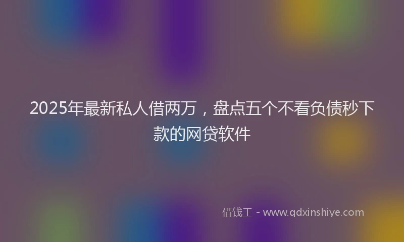 2025年最新私人借两万，盘点五个不看负债秒下款的网贷软件