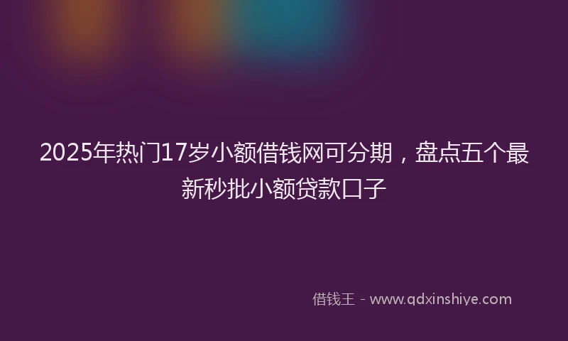 2025年热门17岁小额借钱网可分期，盘点五个最新秒批小额贷款口子