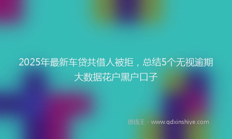 2025年最新车贷共借人被拒，总结5个无视逾期大数据花户黑户口子