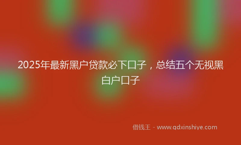2025年最新黑户贷款必下口子，总结五个无视黑白户口子