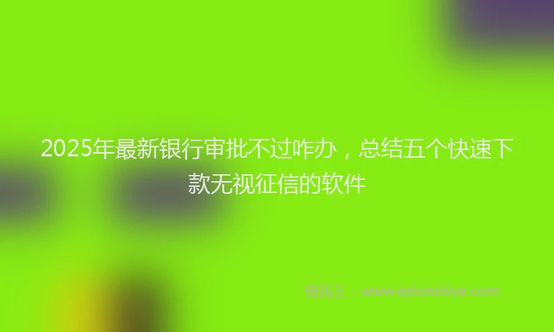 2025年最新银行审批不过咋办，总结五个快速下款无视征信的软件