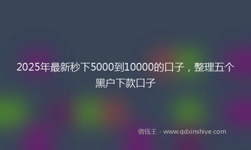 2025年最新秒下5000到10000的口子，整理五个黑户下款口子
