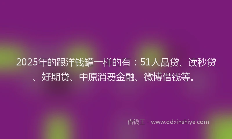 2025年的跟洋钱罐一样的有：51人品贷、读秒贷、好期贷、中原消费金融、微博借钱等。