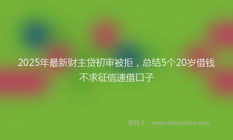 2025年最新财主贷初审被拒，总结5个20岁借钱不求征信速借口子