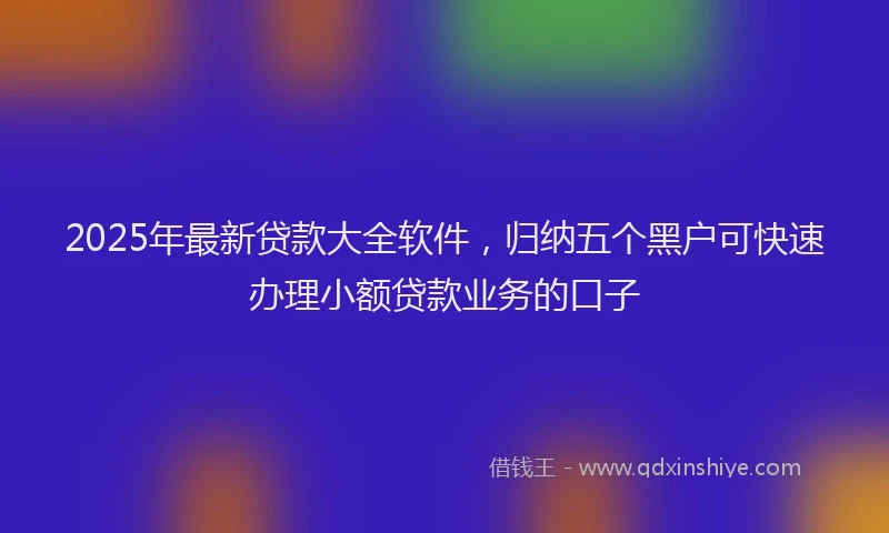 2025年最新贷款大全软件，归纳五个黑户可快速办理小额贷款业务的口子
