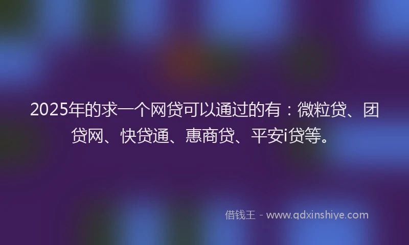 2025年的求一个网贷可以通过的有：微粒贷、团贷网、快贷通、惠商贷、平安i贷等。