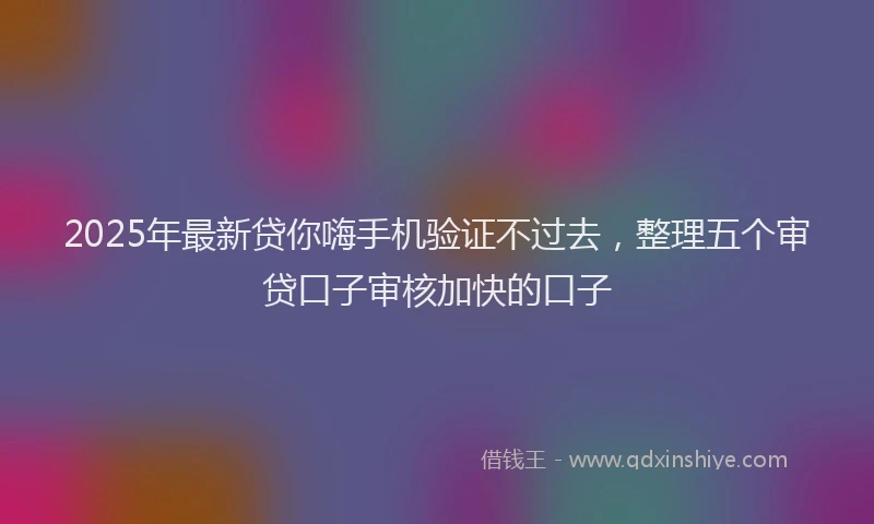 2025年最新贷你嗨手机验证不过去，整理五个审贷口子审核加快的口子